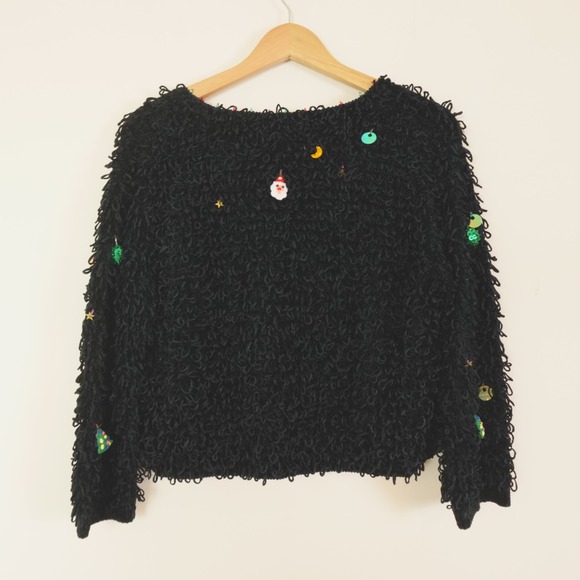 Berek Sweater Black Chenille Christmas Baubles Cardigan - Picture 2 of 12